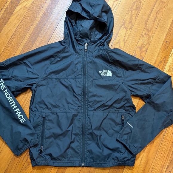 THE NORTH FACE EUC Black Boys Hooded Wind Breaker Jacket L 12 - Picture 1 of 6